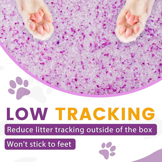 NEWORD Crystals Cat Litter Lightly Scented Litter Superior Odor Control 14 lbs Total (2 Pack of 7lb Bags) Soft-On-Paws Low Tracking Dust-Free Purple Silica Gel, Lavender