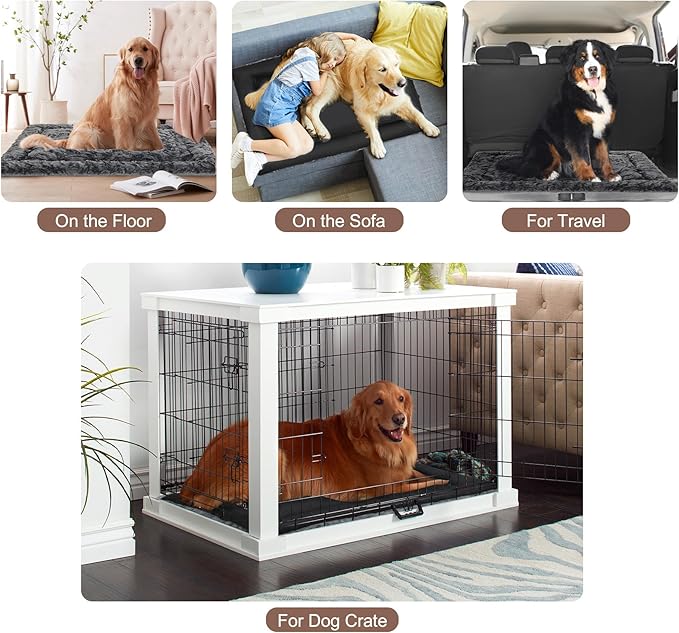 2 Pack Dog Bed for Large Medium Small Dogs,Reversible Rectangle Dog Bed,Washable Orthopedic Durable Sofa Bed for Pet Sleeping Puppy Cat-XL-Grey