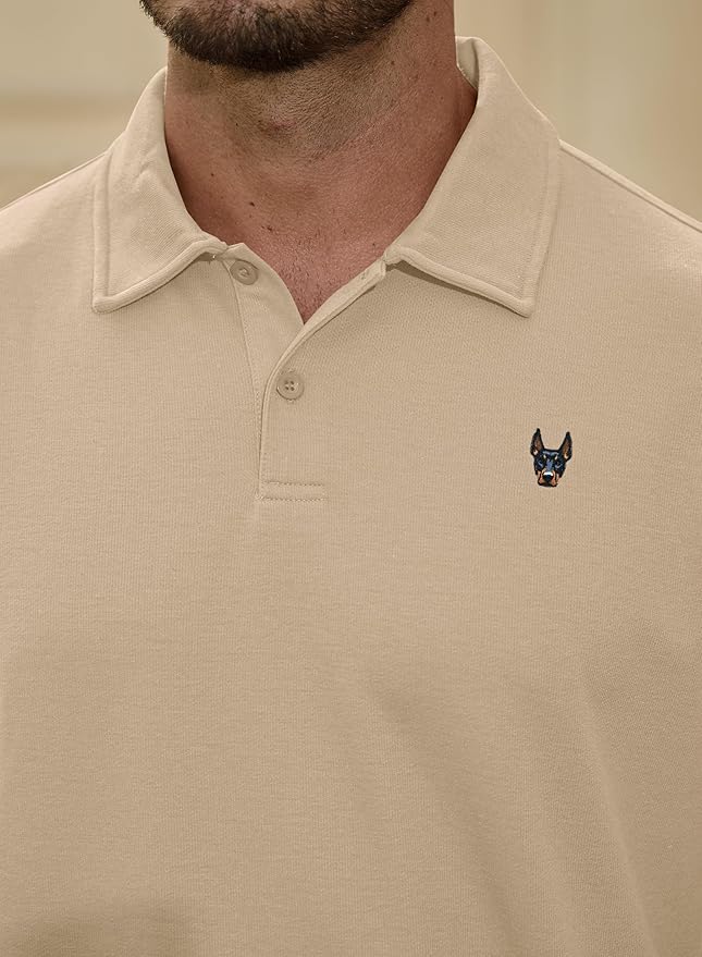 Men Embroidered Doberman Polo Casual Short Sleeve Plain Collar Shirt (S-XXL)