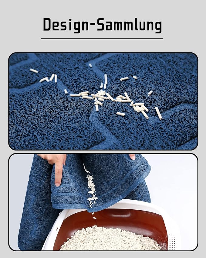 Yimobra Cat Litter Mat, 47"x36" Litter Box Mat with Litter Lock Mesh, Soft Cat Litter Mat Litter Trapping Mat, Easy to Clean, Non-Slip, Water Resistant, Litter Free Floors, Dark Blue