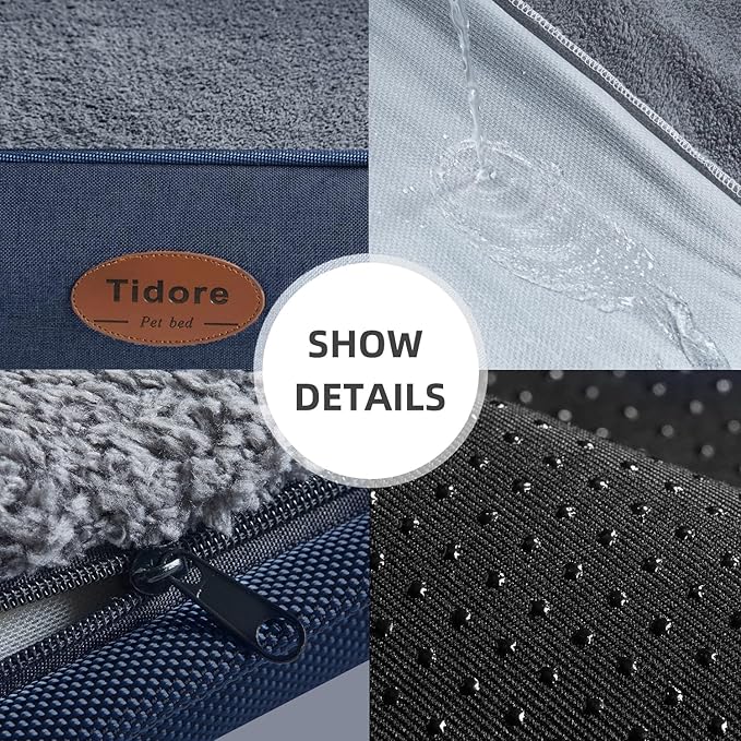 Orthopedic Dog Beds for Medium Dogs, Durable Egg Crate Foam Sofa Dog Bed wit Washable Removable Cover,Waterproof Lining,Pet Bed for Large Dogs (Peacock Blue, 26.4" L x 21.7" W x 6.2" Th)