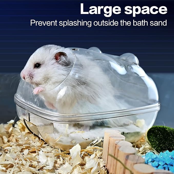 Hamster Bathtub,Hamster Bathroom,Small Animal Habitat Décor,Sand Bath Container Transparent Beds,Hamster Bed,Ice Bathtub,Sleep Pad Nest,Sand Bath Box for Small Pet Animals Cage Accessories(S)