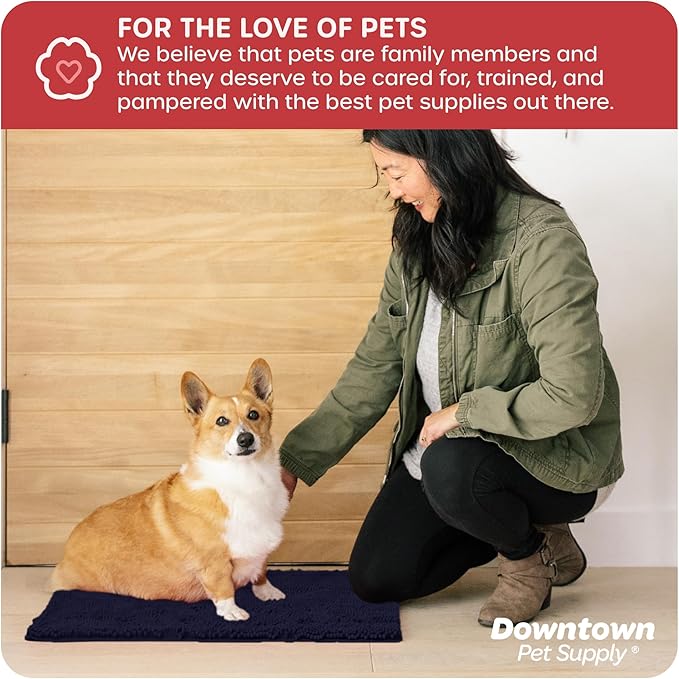 My Doggy Place Microfiber Dog Mat for Muddy Paws, 18" x 24" Navy Blue - Absorbent and Quick-Drying Dog Paw Cleaning Mat, Non-Slip Rubber Backed