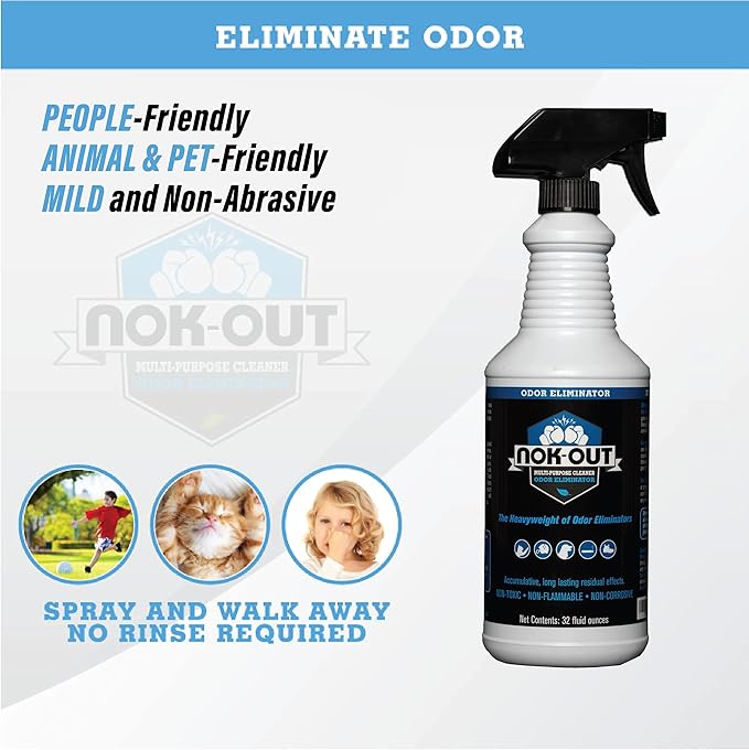 NOK OUT Odor Remover, Pet Deodorizer and Cleaning Spray, Made in the USA, 32 Fluid Ounce Spray, 2-Pack