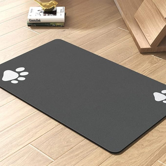 Pet Feeding Mat-Absorbent Dog Mat for Food and Water Bowl-No Stains Quick Dry Dispenser Mat-Dog Accessories Pet Supplies-Bowl for Messy Drinkers(Darkgrey,16"x24"