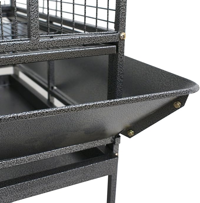 ZENY 68-Inch Birdcage, Playtop Parrot Cage, Wrought Iron Bird Cage with Rolling Stand, Heavy-Duty Pet Bird House for Parrot Cockatiel Cockatoo Parakeet Macaw Finches, Black