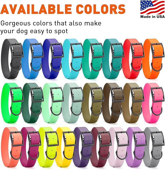 Dogline Biothane Waterproof Dog Collar Strong Coated Nylon Webbing with Black Hardware Odor- Proof for Easy Care Easy to Clean High Performance Fits Small Medium or Large Dogs, Teal