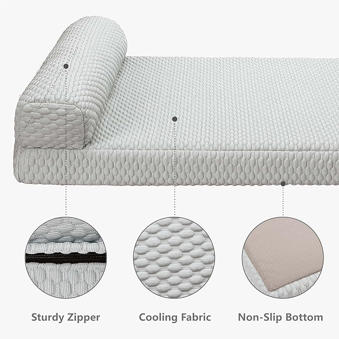 Tinaco Orthopedic Cooling Bed for Large Dogs & Cats, Removable Washable Cover (X-Large, White/Grey)