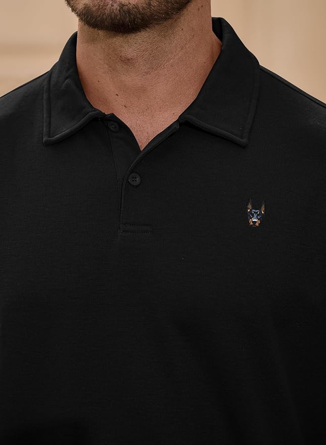 Men Embroidered Doberman Polo Casual Short Sleeve Plain Collar Shirt (S-XXL)