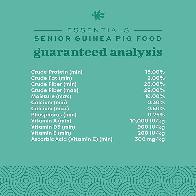Oxbow Essentials Guinea Pig Food, Senior, Made Alfalfa for Guinea Pig, Pet Food Pellets with Vitamin C, Small Animal Pet Products, Made in USA, High Fiber, 8 lb. Bag