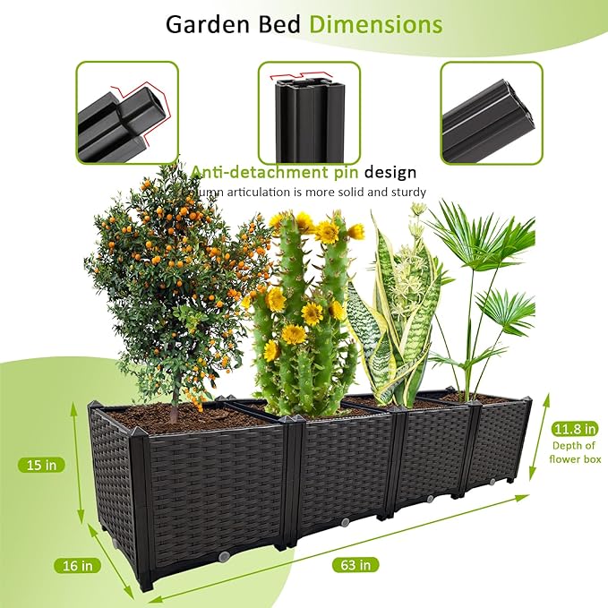 Large Planters for Outdoor Plants pots Elevated Garden Boxes Raised Garden Bed Garden Patio Balcony Deck to Planting Flowers Vegetables Tomato and Herbs