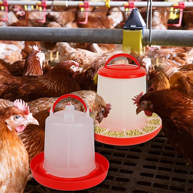 winemana Chick Feeder 1 Lb and Waterer 1.5 L Kit, Hanging Poultry Plastic Containers for Outdoor