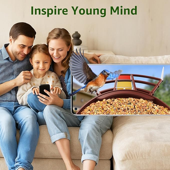 PeckCamĀ® Smart Bird Feeder with Camera 2K HD Auto Detect & Notify, AI Identify 10000+ Birds Camera with Solar Panel 5 Perch Attachments Wireless Outdoor Birdwatching Gift for Birds Lover, Red