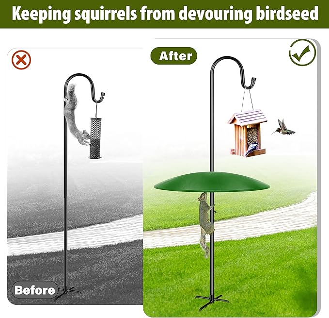 19" Extra Large Squirrel Baffle for Bird Feeder Pole,Squirrel Proof for Shepherd's Hook Outdoors, Extra Large Rain Guard for Outside Bird Feeder Pole Mount (Green) 2 Pack
