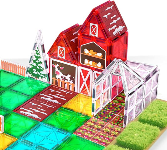 Magnetic Tiles Farm Animal Toys 66P - Build 4-Seasons Farm Scene, Farm Magnetic Blocks for Kids Ages 3-5 4-8 Boys Girls, STEM Magnet Toys for Classroom Indoor Outdoor, Kids Gift for Birthday Christmas