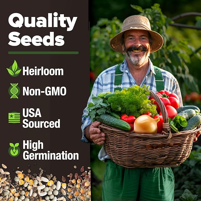 HOME GROWN π¨π¦π π£π₯ππ ππ¨π 10 Variety Vegetable 2,000+ π‘π’π‘-ππ π’ Seeds (Kale Lettuce Tomato Broccoli Beans Peas Bell Peppers Carrot Cucumber Radish) β Indoor & Outdoor Garden Survival Seeds