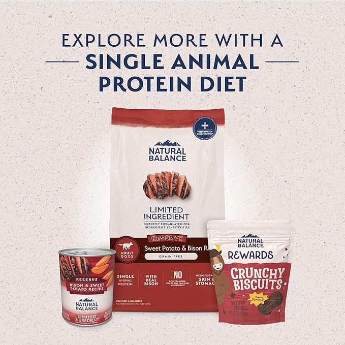 Natural Balance Limited Ingredient Adult Grain-Free Dry Dog Food, Reserve Sweet Potato & Bison Recipe, 22 Pound (Pack of 1)
