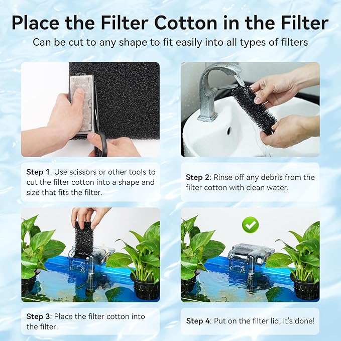 Aquarium Filter Sponge Pad, Filter Media Foam Sponges, Filter Accessories for Fish Tanks and Ponds (18.5"x18.5"x0.8", 20PPI, 2 Pack)