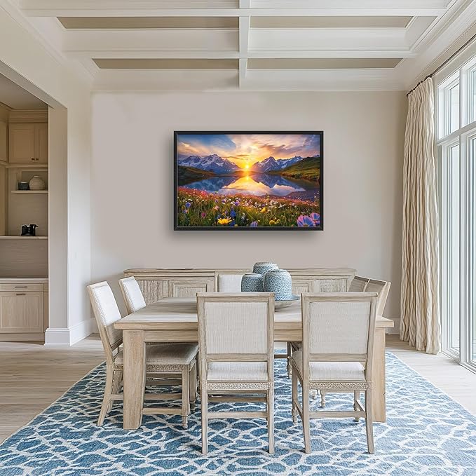 Mountain Large Wall Art Sunrise Lake Flower Field Pictures Nature Landscape Wall Decor Canvas Print Painting Artwork for Bathroom Living Room Bedroom 36L" x 24W"