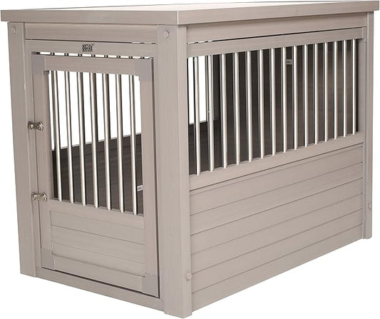 New Age Pet ECOFLEX Dog Crate End Table - Furniture-Style Pet Crate for Crate Trained Dogs - Stainless Steel Tubing & a Latched Closure - 10 Year Manufacturer's Warranty