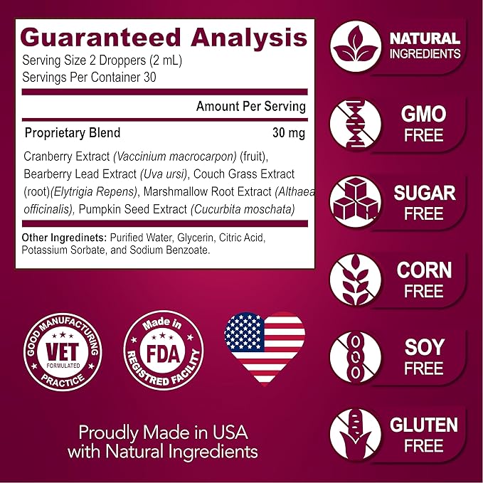Cat & Dog UTI Treatment - Urinary Tract Infection Treatments with Cranberry - Dog & Cat UTI Medicine - Advanced Kidney & Bladder Support Multivitamin - Renal Health Supplement Vitamins - Made in USA