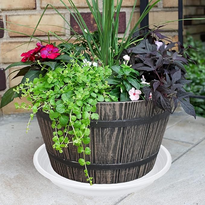 2 Pack of 19 inch Plant Saucer, Large Plant Tray, Heavy Sturdy Plant Drainage Tray for Indoors, Bird Bath Bowls, Sturdy 18 inch Plastic Pot Tray for Planter (White)