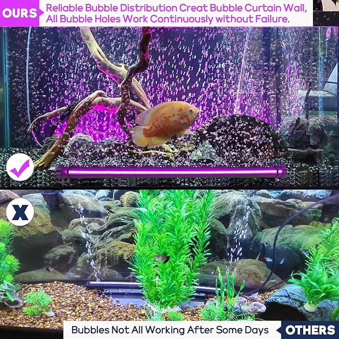 Submersible Fish Tank Aquarium Light: Underwater Aquarium Bubble Lights with Adjustable Brightness Colors -IP68 Waterproof Bubble Lights with Remote and Suction Cups for 20-25 inch Aquarium Fish Tank