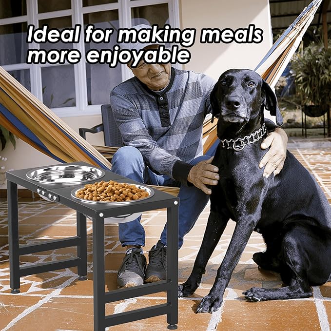 Metal Elevated Dog Bowl for Large πππ«π π Raised Bowl Stand with Sprill Proof Mat and 2000ML Pet Bowls, Food & Water Bowls 16" Tall Dog Feeder for Large Breed