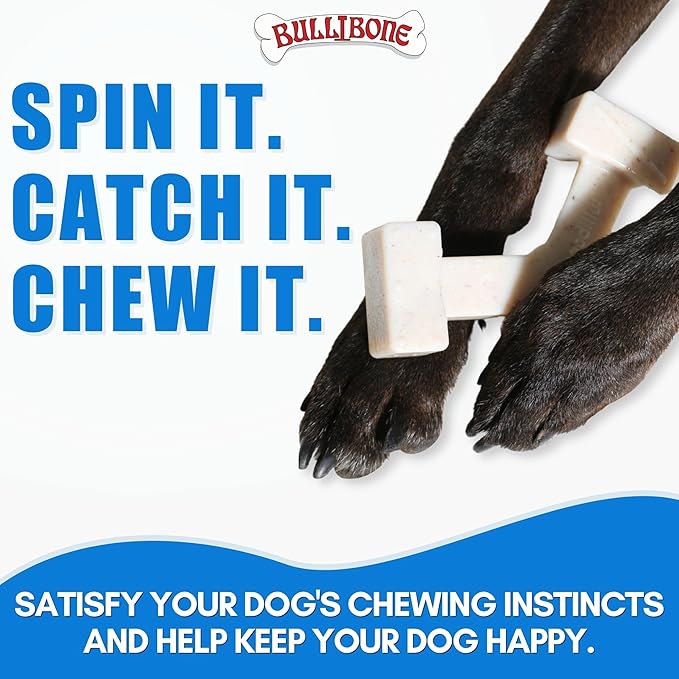 Bullibone Nylon Dog Chew Toy Spin-a-Bone - Interactive Dog Toy, Triggers Natural Instincts, and Improves Oral Health