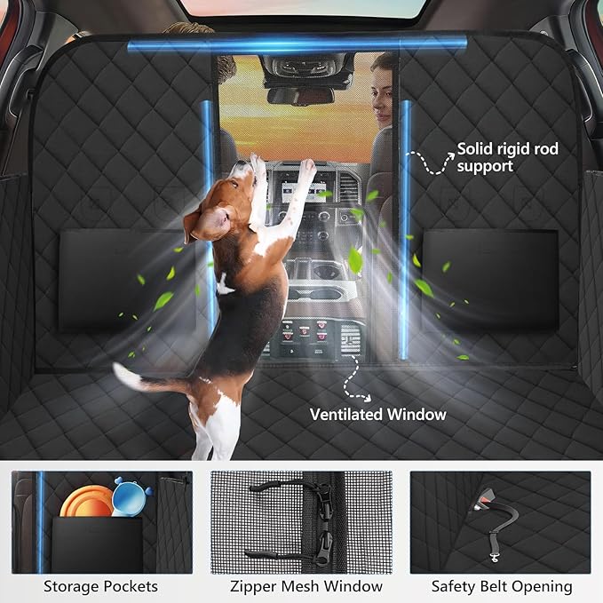 High Barrier Truck Back Seat Extender for Dogs, Hard Bottom Truck Dog Seat Cover Back Seat Holds 420lbs, Waterproof Pet Dog Hammock for Crew Cab Trucks F150, RAM1500, Sierra, Tundra, Silverado