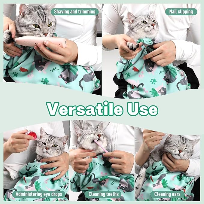 Paw Legend 35.4" Cat Wrap for Grooming Cat Wrap for Cutting Nails Cat Restraint for Nail Clipping Self Adhesive Blanket Restraint Cloth for Cats Within 22lbs