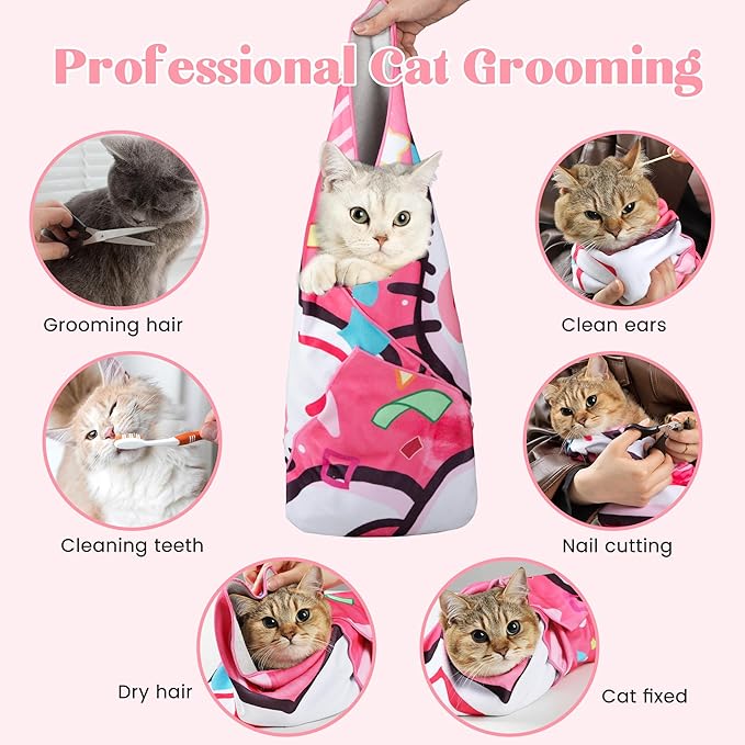 27.6" Cat Wrap for Cutting Nails, Cat Restraint for Nail Clipping, Cat Swaddle Wrap, Cat Burrito Wrap Can Be Applied to Cat Nail Trimming, X-Large, Within 15lbs