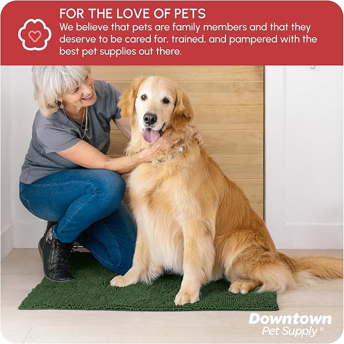 My Doggy Place Microfiber Dog Mat for Muddy Paws, 36" x 26" Chive - Absorbent and Quick-Drying Dog Paw Cleaning Mat, Washer and Dryer Safe - Non-Slip Rubber Backed Dog Floor Mat, Large