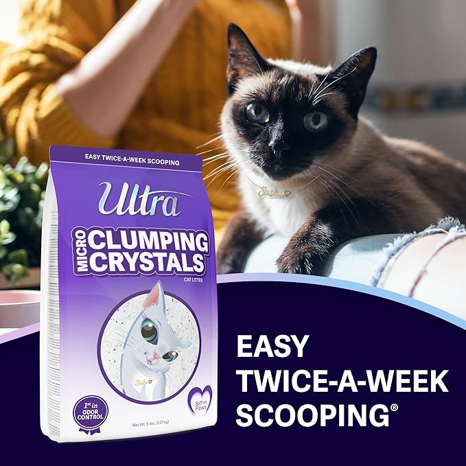 Ultra Clumping Micro Crystals Premium Cat Litter - Dust Free, Soft on Paws, Fragrance Free - 15 Lbs. Total (3pk of 5 Lbs.)