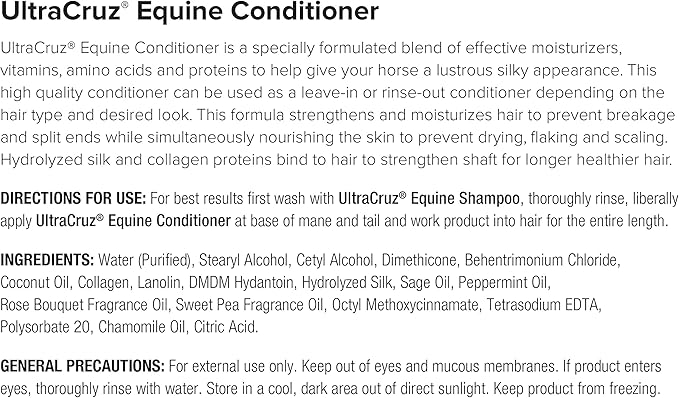 UltraCruz Equine Foaming Horse Shampoo with Travel Applicator, Conditioner and Show Polish Spray Bundle, 32 oz Each