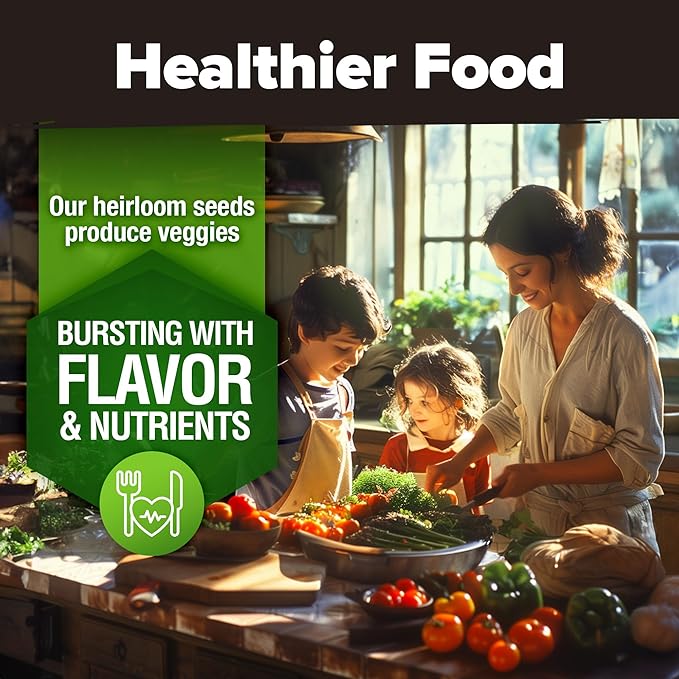 HOME GROWN π¨π¦π π£π₯ππ ππ¨π  25 Heirloom Vegetable Seeds 12,000+ π‘π’π‘-ππ π’ Survival Garden Seeds Kit, High Germination Tomatoes Carrots Beans Kale Peppers, Giftable Indoor Outdoor Planting Set