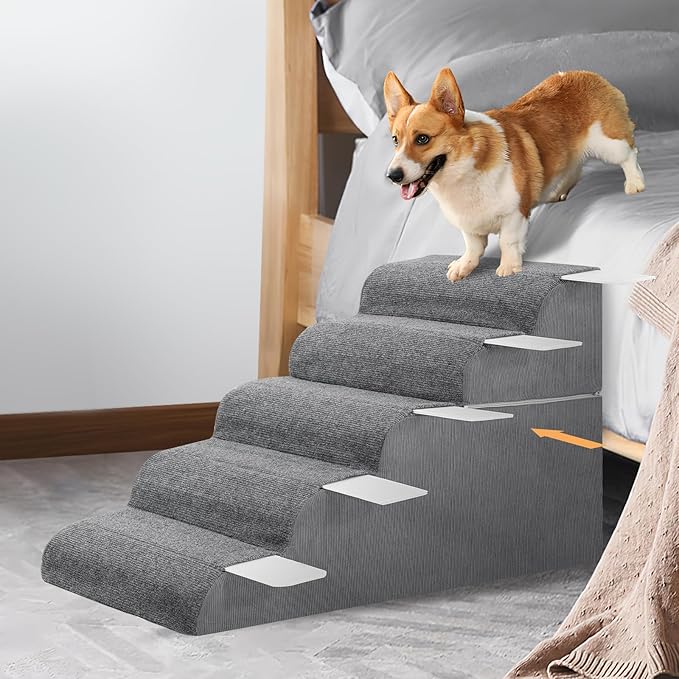 π± π¦ππ²π½π Dog Stairs for High Beds, 21.3" Tall Pet Steps for Small to Large Dogs & Cats, Waterproof with Removable Cover & PE Support Board for Bed, Couch, or Car