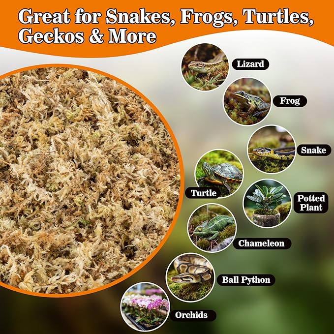 Sukh Sphagnum Moss for Reptiles - 3.5 OZ Reptile Peat Moss for Terrarium Bedding Reptiles Substrate for Reptile Tank, Snake, Leopard Gecko, Ball Python, Crested Gecko, Turtle, Frog, Hamster