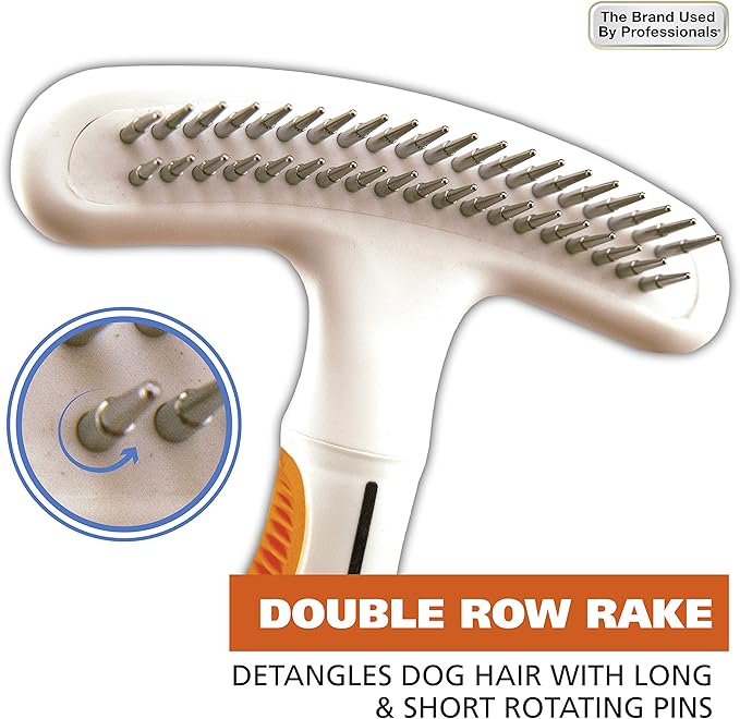 Wahl 2-in-1 Combination Double Row Pet Rake with Hair Shedding Blade for Dog or Cat Fur by The Brand Used by Professionals – Model 858424