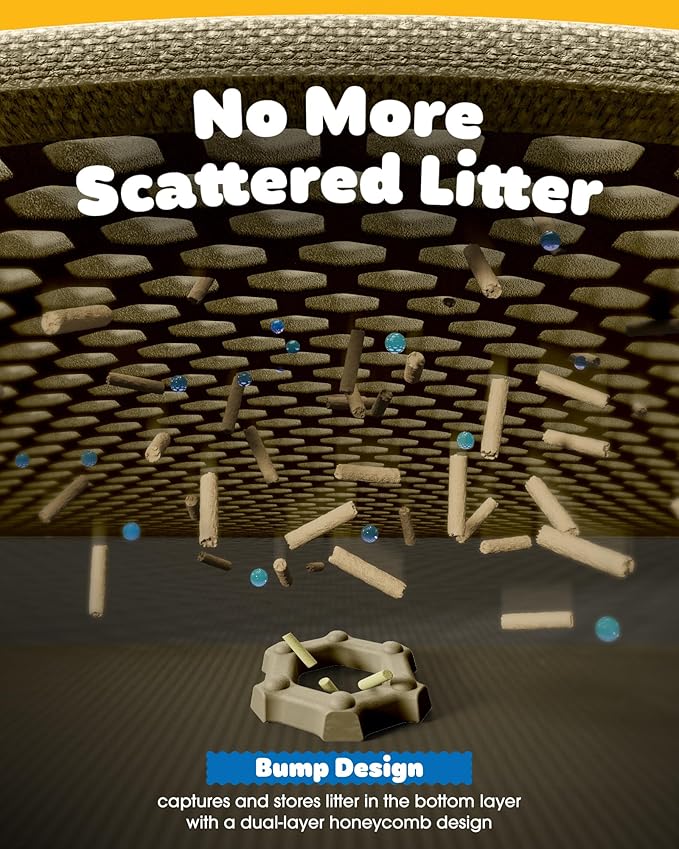 Cat Litter Mat - 23.2'' x 29.1'' Large Litter Trapping Mat, Easy to Clean Litter Box Mat, Waterproof, Urine-Proof, Non-Slip Kitty Litter Mats for Floor, Beige