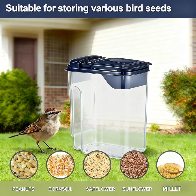 3L/100oz Bird Seed Storage Container,Bird Food Container with Pour Spout,Bird Seed Dispenser,Holds up to 3~4Lbs-Easy Grip and Fill Bird Feeders-Ideal for Storing Sunflower Seed