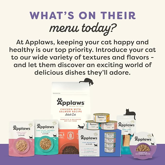 Applaws Natural Wet Cat Food in Gravy, Limited Ingredient, Grain-Free, No Artificial Cat Food Cups, Fish Selection in Gravy (18x 2.12 oz Cups)