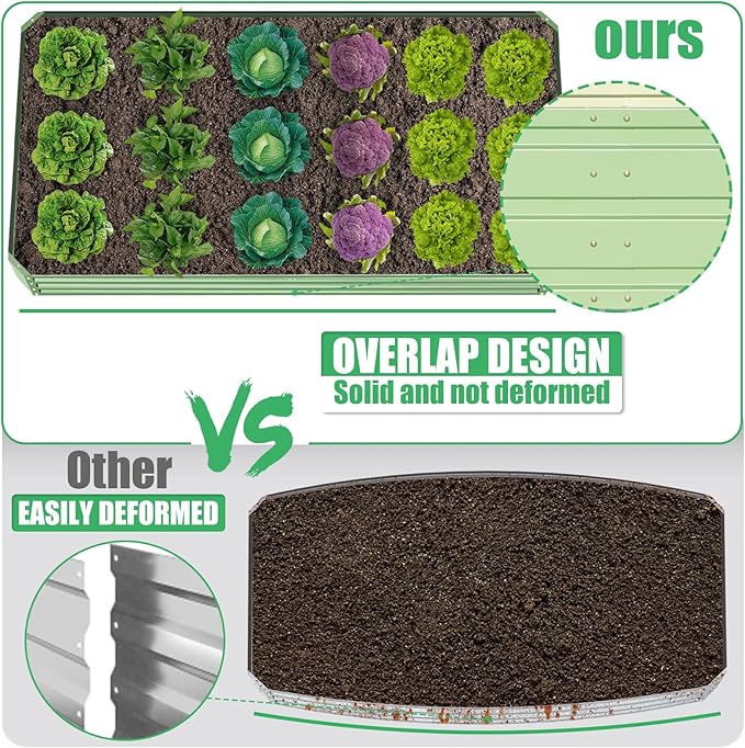 SnugNiture Galvanized Raised Garden Bed 6x3x1FT Outdoor Large Metal Planter Box Steel Kit for Planting Vegetables, Flowers