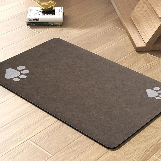 Pet Feeding Mat-Absorbent Dog Mat for Food and Water Bowl-No Stains Quick Dry Water Dispenser Mat-Dog Accessories Pet Supplies-Bowl for Messy Drinkers(Brown,23"x34"
