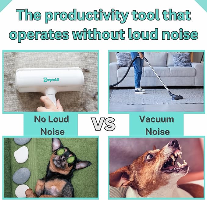 Pet Hair Removal Tool โ Reusable Lint Roller for Dogs & Cats โ Self-Cleaning Fur Remover Brush โ Ergonomic Lint Roller for Carpet, Bedding, Couch, Car Seat & More (White)