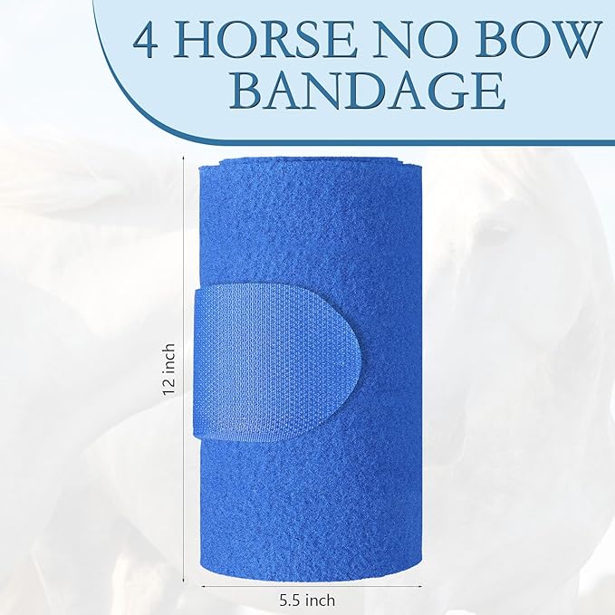 Set of 4 Horse No Bow Bandage 3D Contoured Standing Wrap Bandages Stable Nylon Horse Leg Wraps for Helping Prevent Horse from Tendon Damage and Keep Horses Clean and Safe (Dark Blue)