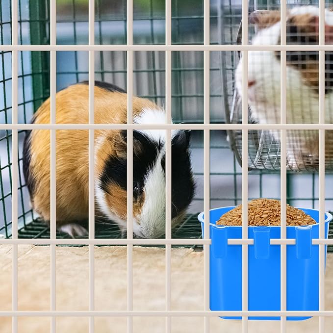 120 Pcs Cage Cups Chicken Birds Feeder Cups Plastic Hanging Chicken Feeders and Waterers 8 oz Feeding Bowl for Gamefowl Supplies Pet Pigeon Poultry Parrot Parakeet Rooster Rabbit(Blue)