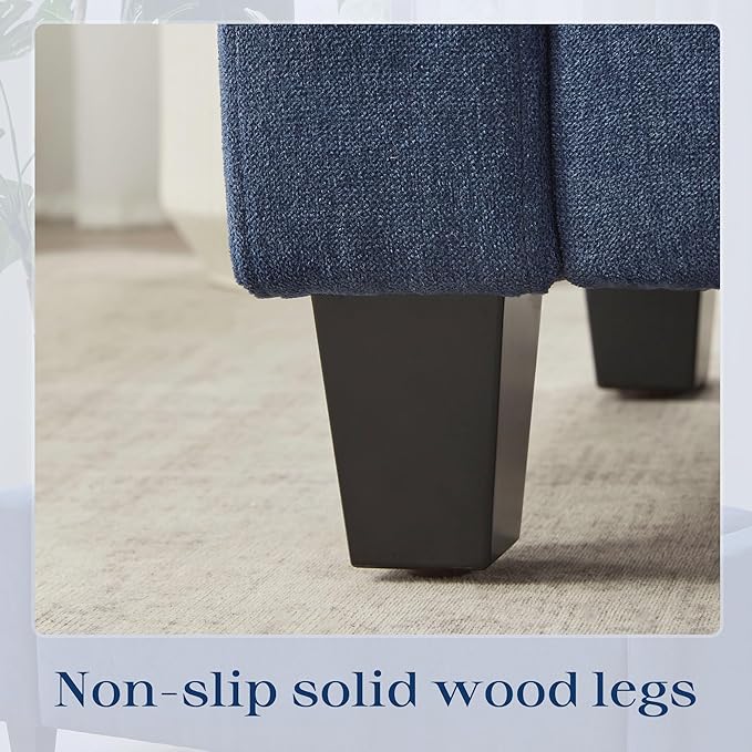 Ottoman with Storage, 48.8" Fabric Storage Ottoman Bench with Hinge, Bedroom Bench, Upholstered Benches with Seating for Living Room, Entryway (Dark Blue)