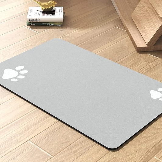 Pet Feeding Mat-Absorbent Dog Mat for Food and Water Bowl-No Stains Quick Dry Water Dispenser Mat-Dog Accessories Pet Supplies-Bowl for Messy Drinkers(LIGHTGREY,17"x28"