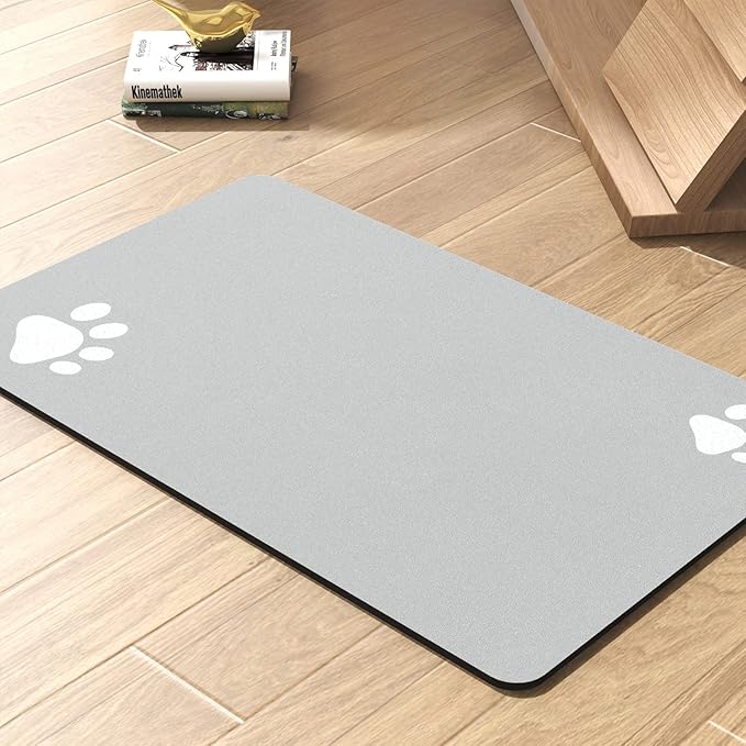 Pet Feeding Mat-Absorbent Dog Mat for Food and Water Bowl-No Stains Quick Dry Water Dispenser Mat-Dog Accessories Pet Supplies-Bowl for Messy Drinkers(LIGHTGREY,23"x34"